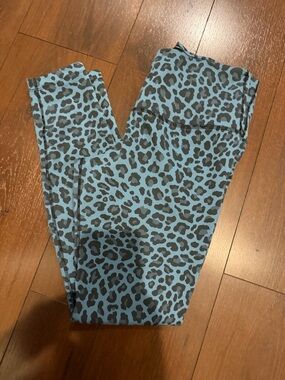 Nike Epic Run blue leopard medium women's leggings active dri fit animal